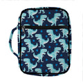 Cute Blue T-Rex Dinosaur Pattern Print Front Pocket Bible Bag