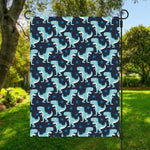 Cute Blue T-Rex Dinosaur Pattern Print Garden Flag
