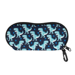 Cute Blue T-Rex Dinosaur Pattern Print Glasses Case