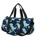 Cute Blue T-Rex Dinosaur Pattern Print Gym Bag