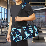 Cute Blue T-Rex Dinosaur Pattern Print Gym Bag