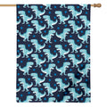 Cute Blue T-Rex Dinosaur Pattern Print House Flag