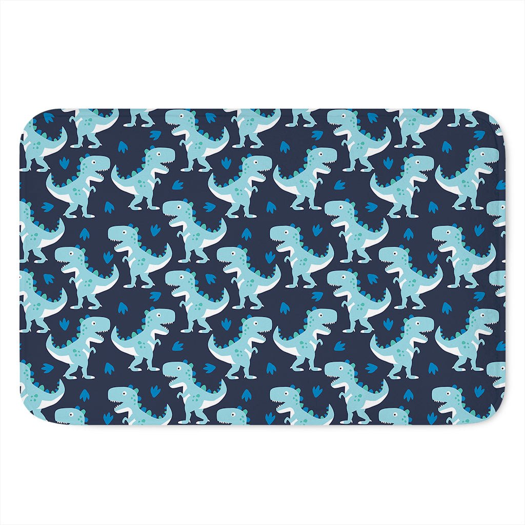 Cute Blue T-Rex Dinosaur Pattern Print Indoor Door Mat