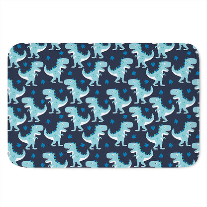 Cute Blue T-Rex Dinosaur Pattern Print Indoor Door Mat