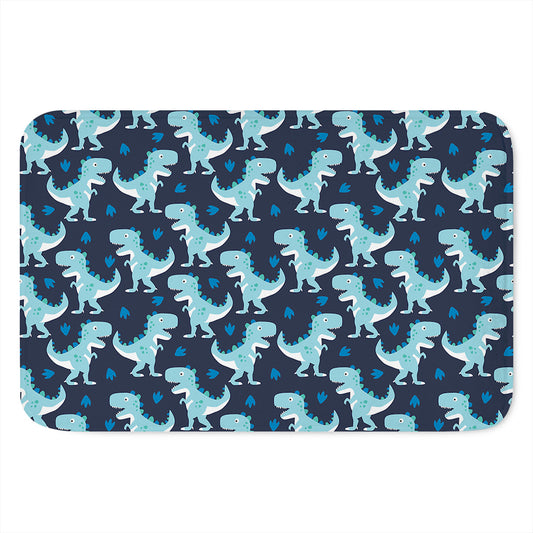 Cute Blue T-Rex Dinosaur Pattern Print Indoor Door Mat