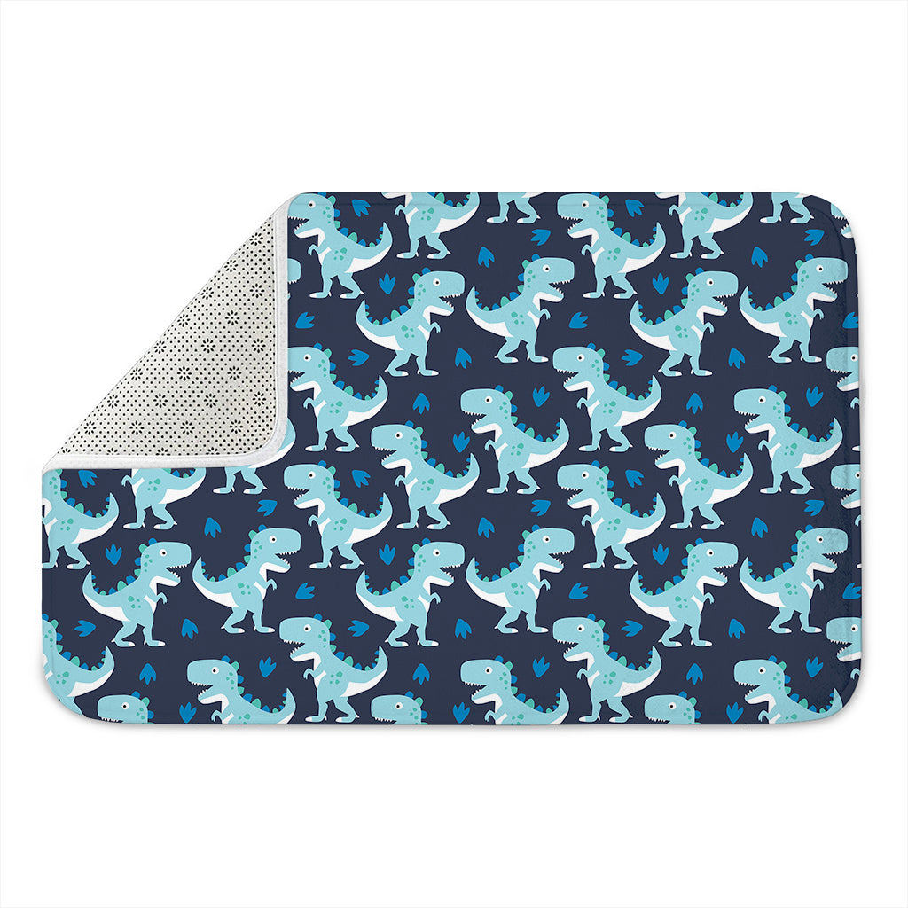 Cute Blue T-Rex Dinosaur Pattern Print Indoor Door Mat