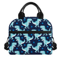 Cute Blue T-Rex Dinosaur Pattern Print Insulated Lunch Bag