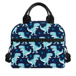 Cute Blue T-Rex Dinosaur Pattern Print Insulated Lunch Bag