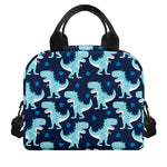 Cute Blue T-Rex Dinosaur Pattern Print Insulated Lunch Bag