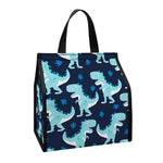 Cute Blue T-Rex Dinosaur Pattern Print Insulated Lunch Tote