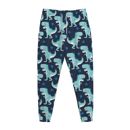 Cute Blue T-Rex Dinosaur Pattern Print Jogger Pants