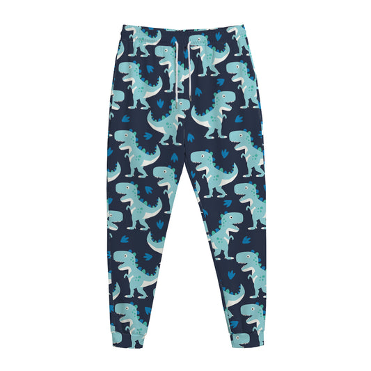 Cute Blue T-Rex Dinosaur Pattern Print Jogger Pants