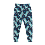 Cute Blue T-Rex Dinosaur Pattern Print Jogger Pants