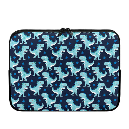 Cute Blue T-Rex Dinosaur Pattern Print Laptop Sleeve