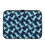 Cute Blue T-Rex Dinosaur Pattern Print Laptop Sleeve