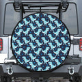 Cute Blue T-Rex Dinosaur Pattern Print Leather Spare Tire Cover