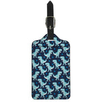Cute Blue T-Rex Dinosaur Pattern Print Luggage Tag