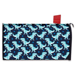 Cute Blue T-Rex Dinosaur Pattern Print Mailbox Cover