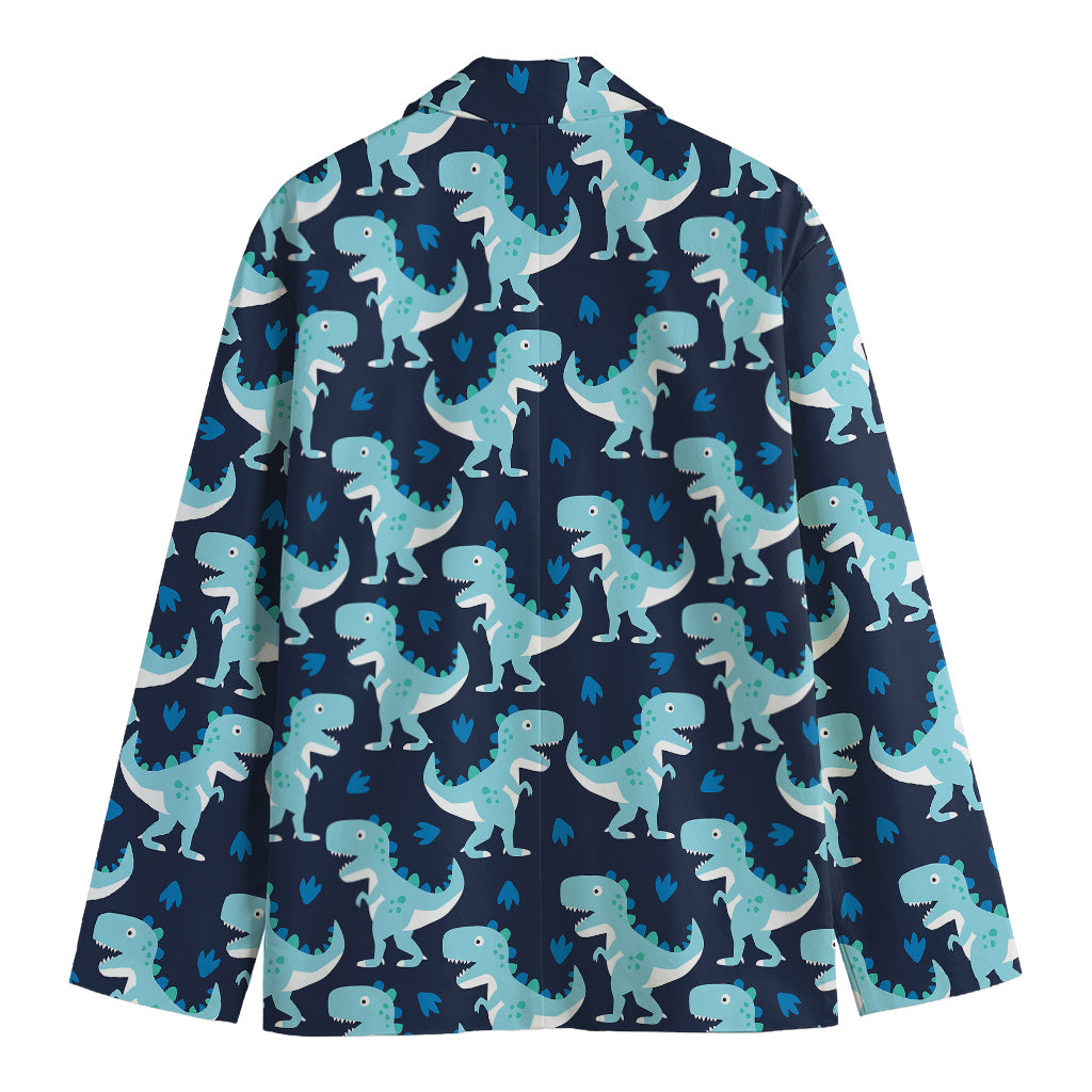 Cute Blue T-Rex Dinosaur Pattern Print Men's Blazer