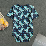 Cute Blue T-Rex Dinosaur Pattern Print Men's Bodysuit