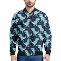 Cute Blue T-Rex Dinosaur Pattern Print Men's Bomber Jacket