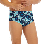Cute Blue T-Rex Dinosaur Pattern Print Men's Briefs