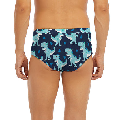 Cute Blue T-Rex Dinosaur Pattern Print Men's Briefs