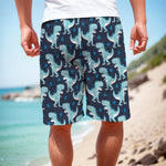 Cute Blue T-Rex Dinosaur Pattern Print Men's Cargo Shorts