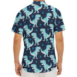 Cute Blue T-Rex Dinosaur Pattern Print Men's Deep V-Neck Shirt