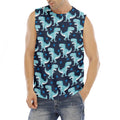 Cute Blue T-Rex Dinosaur Pattern Print Men's Fitness Tank Top