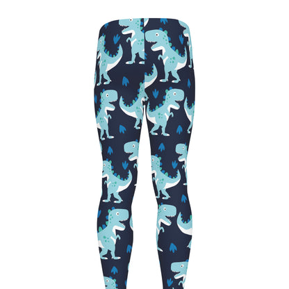 Cute Blue T-Rex Dinosaur Pattern Print Men's leggings