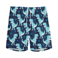 Cute Blue T-Rex Dinosaur Pattern Print Men's Athletic Shorts