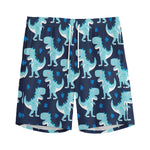 Cute Blue T-Rex Dinosaur Pattern Print Men's Sports Shorts