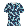 Cute Blue T-Rex Dinosaur Pattern Print Men's Athletic T-Shirt
