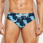 Cute Blue T-Rex Dinosaur Pattern Print Men's Swim Briefs