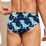 Cute Blue T-Rex Dinosaur Pattern Print Men's Swim Briefs