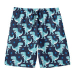 Cute Blue T-Rex Dinosaur Pattern Print Men's Swim Trunks