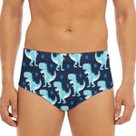 Cute Blue T-Rex Dinosaur Pattern Print Men's Triangle Swim Briefs