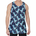 Cute Blue T-Rex Dinosaur Pattern Print Men's Velvet Tank Top