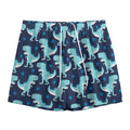 Cute Blue T-Rex Dinosaur Pattern Print Mesh Shorts