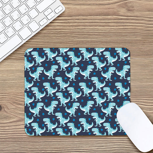 Cute Blue T-Rex Dinosaur Pattern Print Mouse Pad