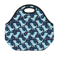Cute Blue T-Rex Dinosaur Pattern Print Neoprene Lunch Bag