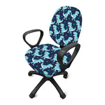 Cute Blue T-Rex Dinosaur Pattern Print Office Chair Cover