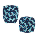 Cute Blue T-Rex Dinosaur Pattern Print Office Chair Cover