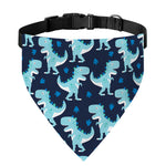 Cute Blue T-Rex Dinosaur Pattern Print Over The Collar Dog Bandana