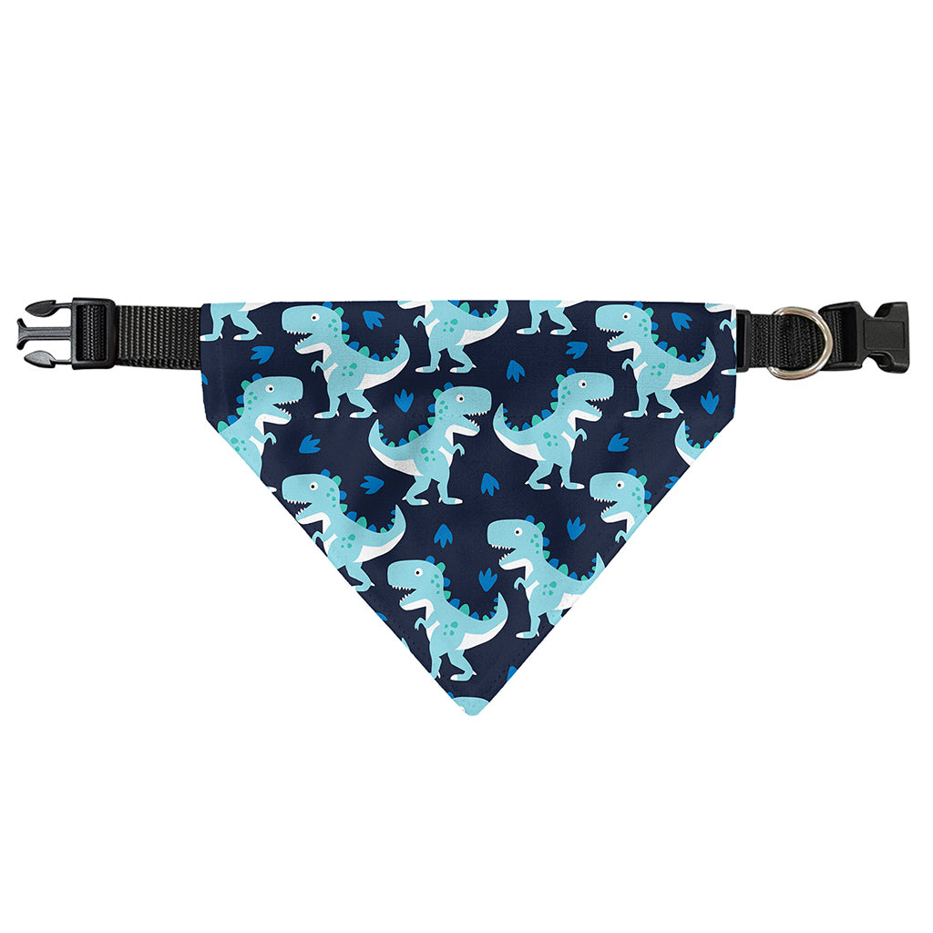 Cute Blue T-Rex Dinosaur Pattern Print Over The Collar Dog Bandana
