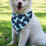 Cute Blue T-Rex Dinosaur Pattern Print Over The Collar Dog Bandana