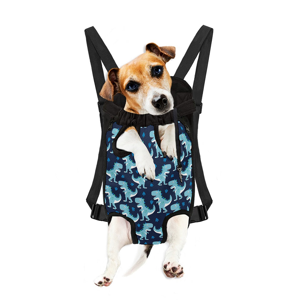 Cute Blue T-Rex Dinosaur Pattern Print Pet Carrier Backpack
