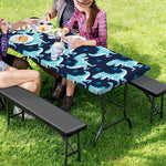 Cute Blue T-Rex Dinosaur Pattern Print Picnic Table Cover