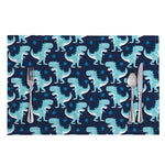Cute Blue T-Rex Dinosaur Pattern Print Placemat